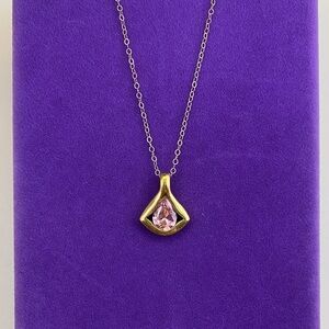 💛 Classic 14k Gold Filled Chain w/ Pink Topaz Pendant